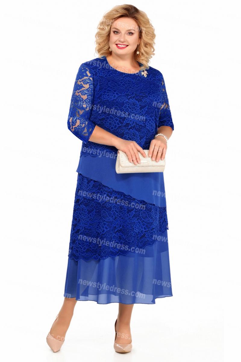 Plus Size Dark Navy Ankle-Length Mother Of The Bride Dresses With Half ...