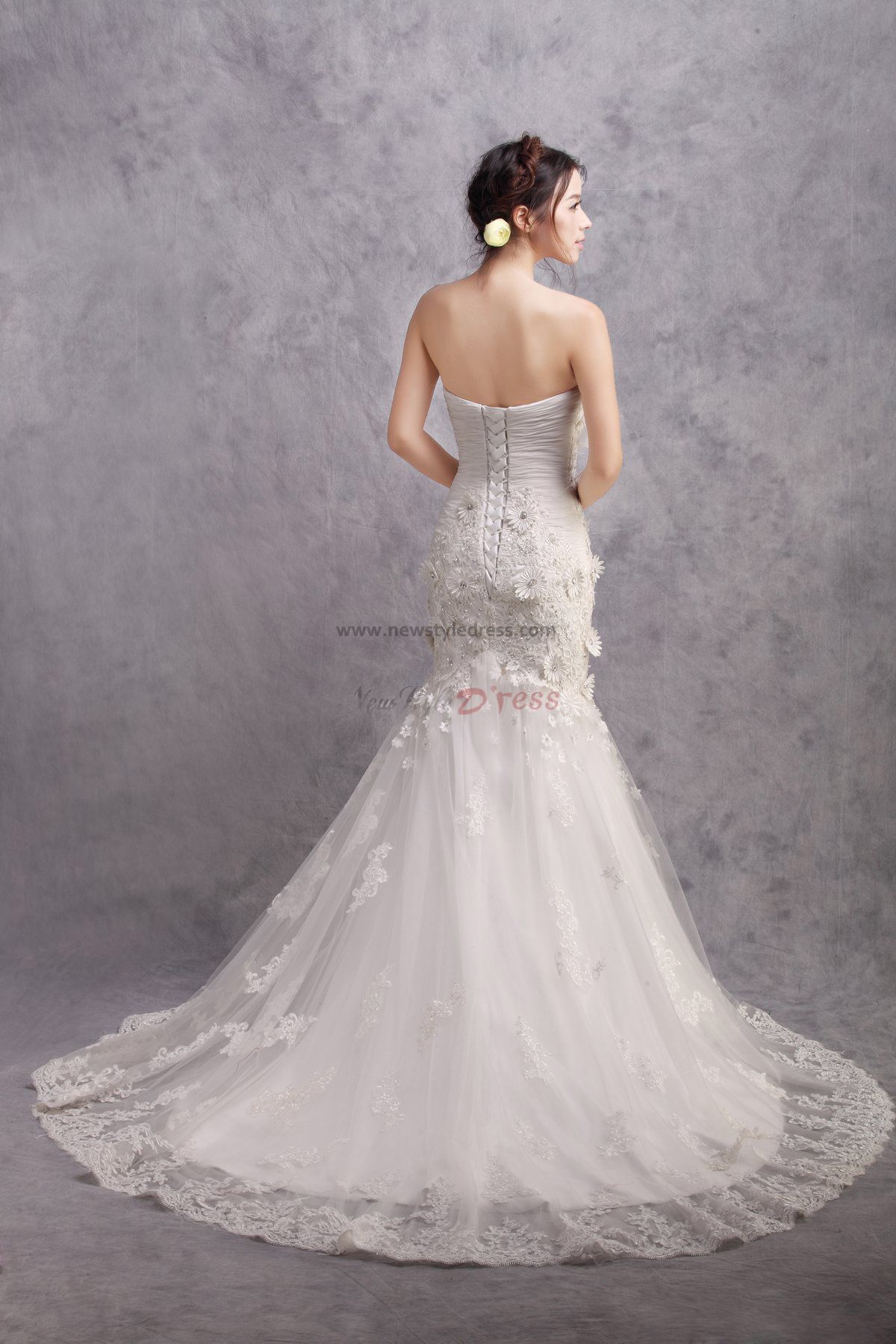 Mermaid Latest Fashion Sheath Wedding Dresses With Lace Appliques Nw 0169