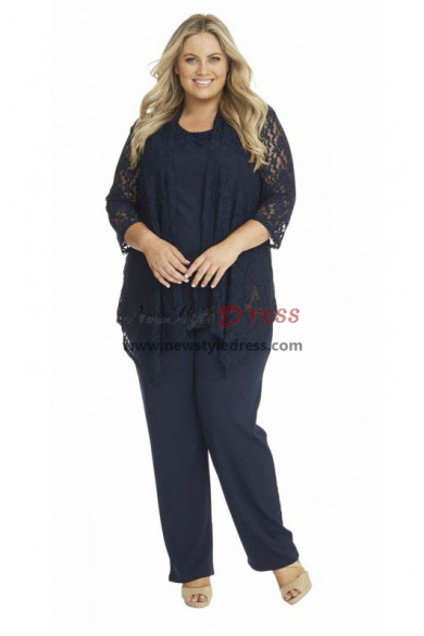 Plus Size Silver Lace Pant suits for Grand Mother of the Bride Gray ...