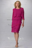 Knee-Length rose red Informal mother of the bride dress with jacket cms-063