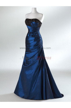 Chest with beading and a bow Brush Train Draped Sheath Blue Rose Red Evening dresses np-0026