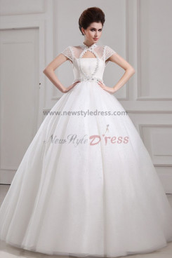 High Halter Ball Gown Glamorous Floor-Length Empire Organza Wedding Dresses nw-0093