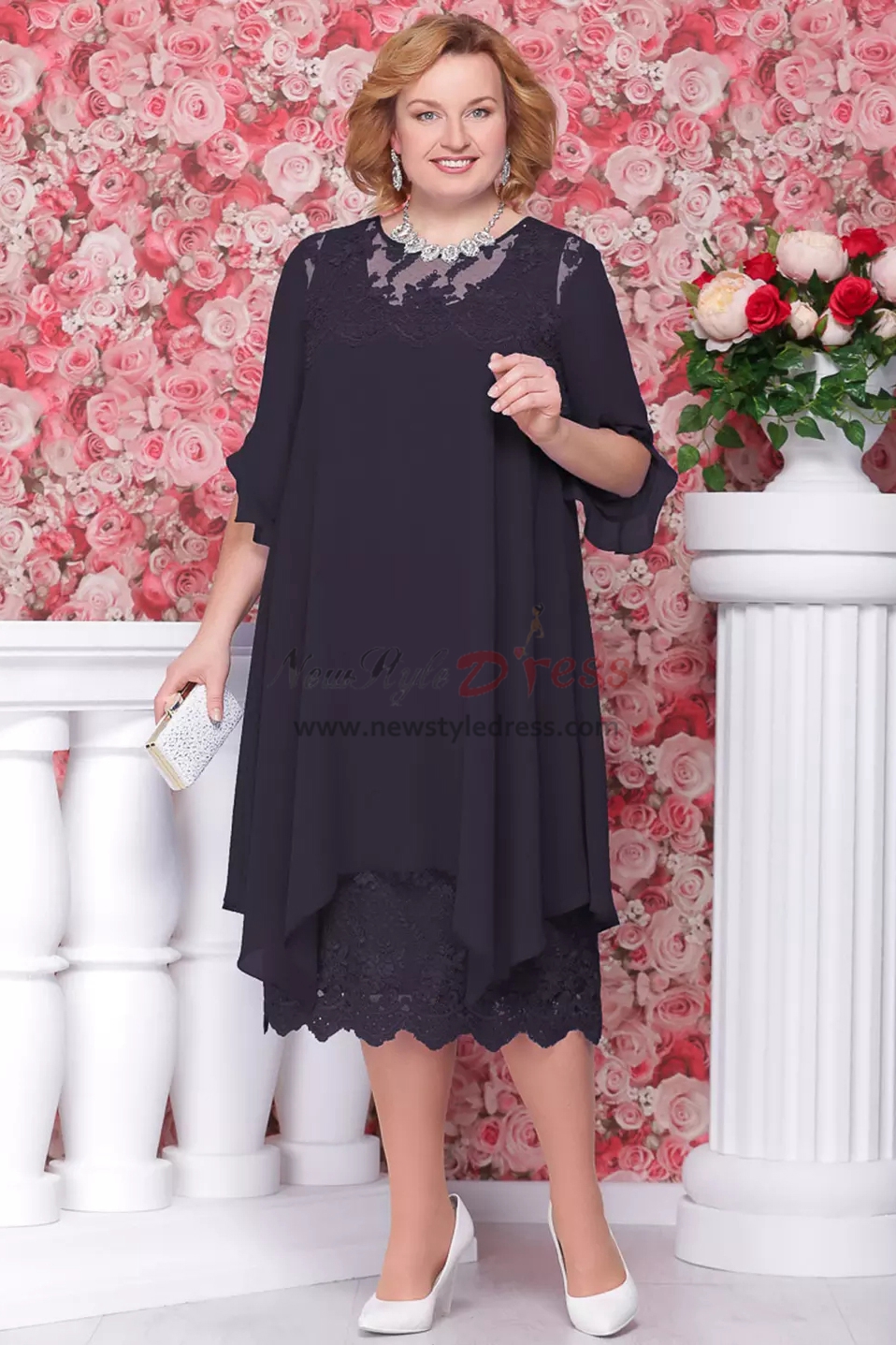 Plus size Royal blue Comfortable Chiffon Mother of the bride dresses ...