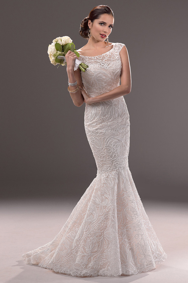 Jewel Lace Appliques Sheath Mermaid Glamorous Spring Wedding Dresses Nw 0181