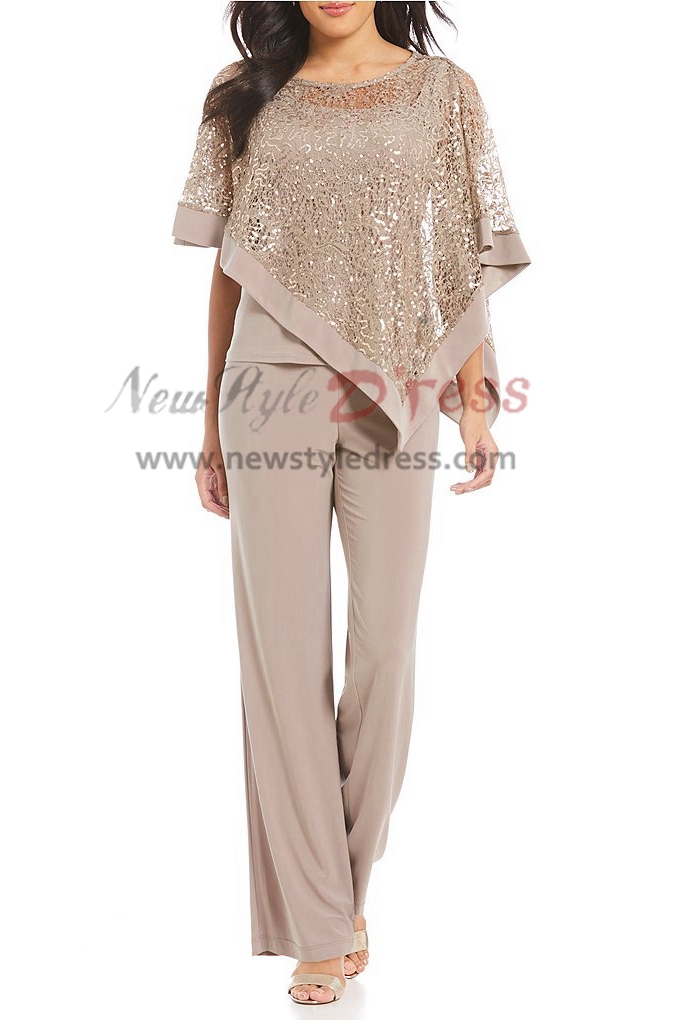 Black Lace Overlay Top Trousers set Mother special occasion pantsuits ...