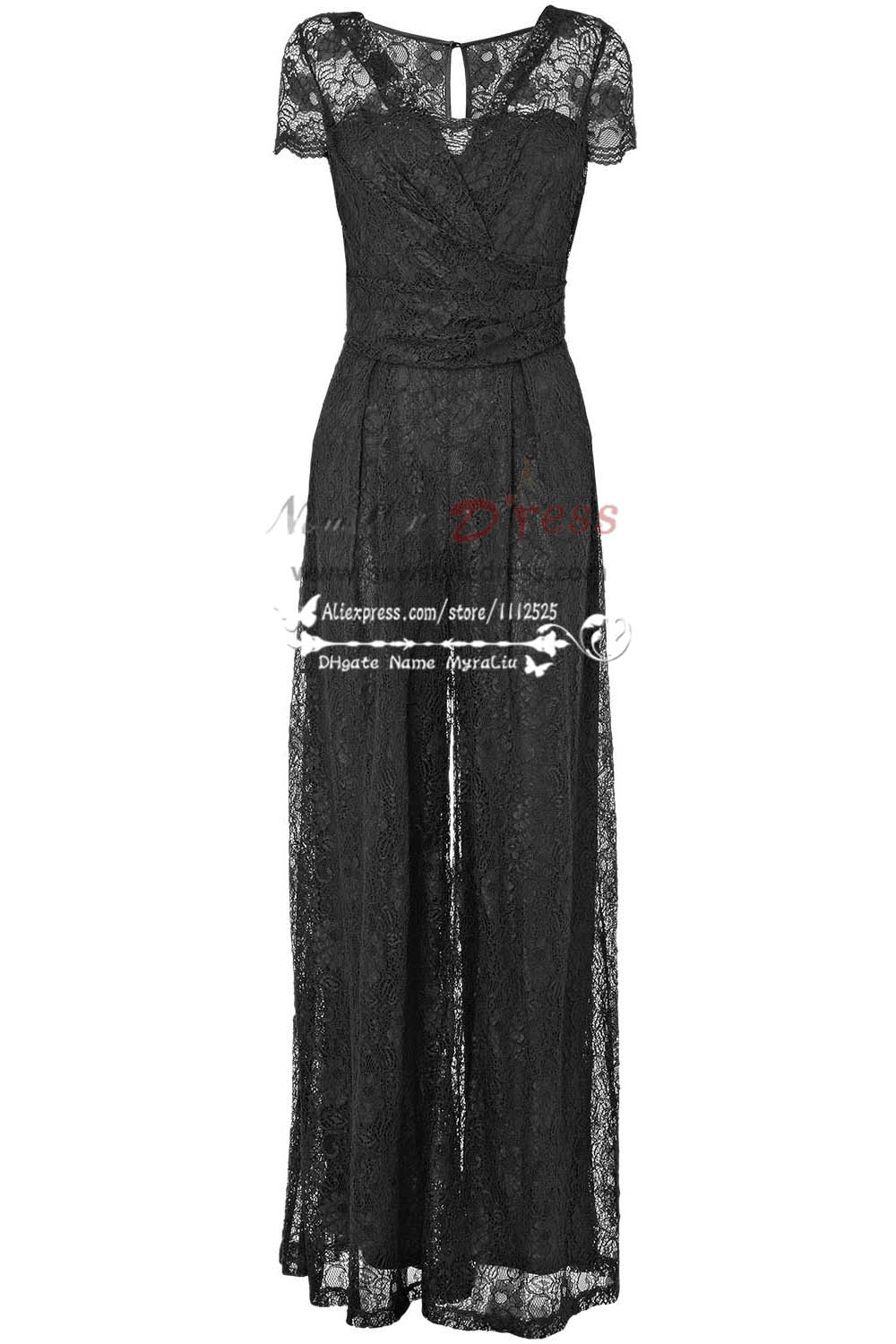 Modern sexy black Prom Jumpsuit dress with lace nmo-228 - Mother Of The
