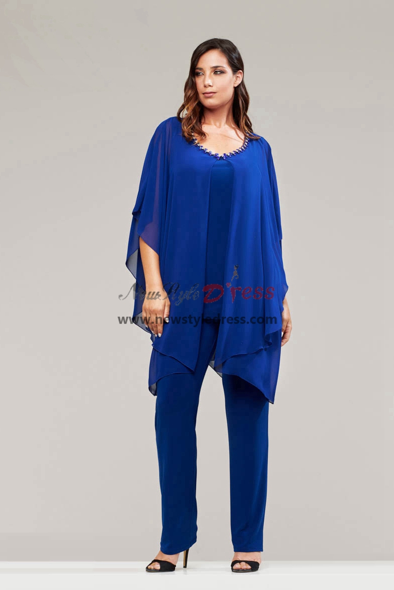 Plus Size Royal Blue Mother Of The Bride Pant Suits Women Custome Size Outfit Nmo 984
