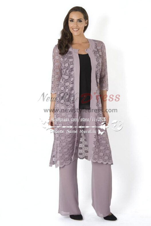 Elegant mother of the birde pant suit 3 piece outfit with lace jacket ...